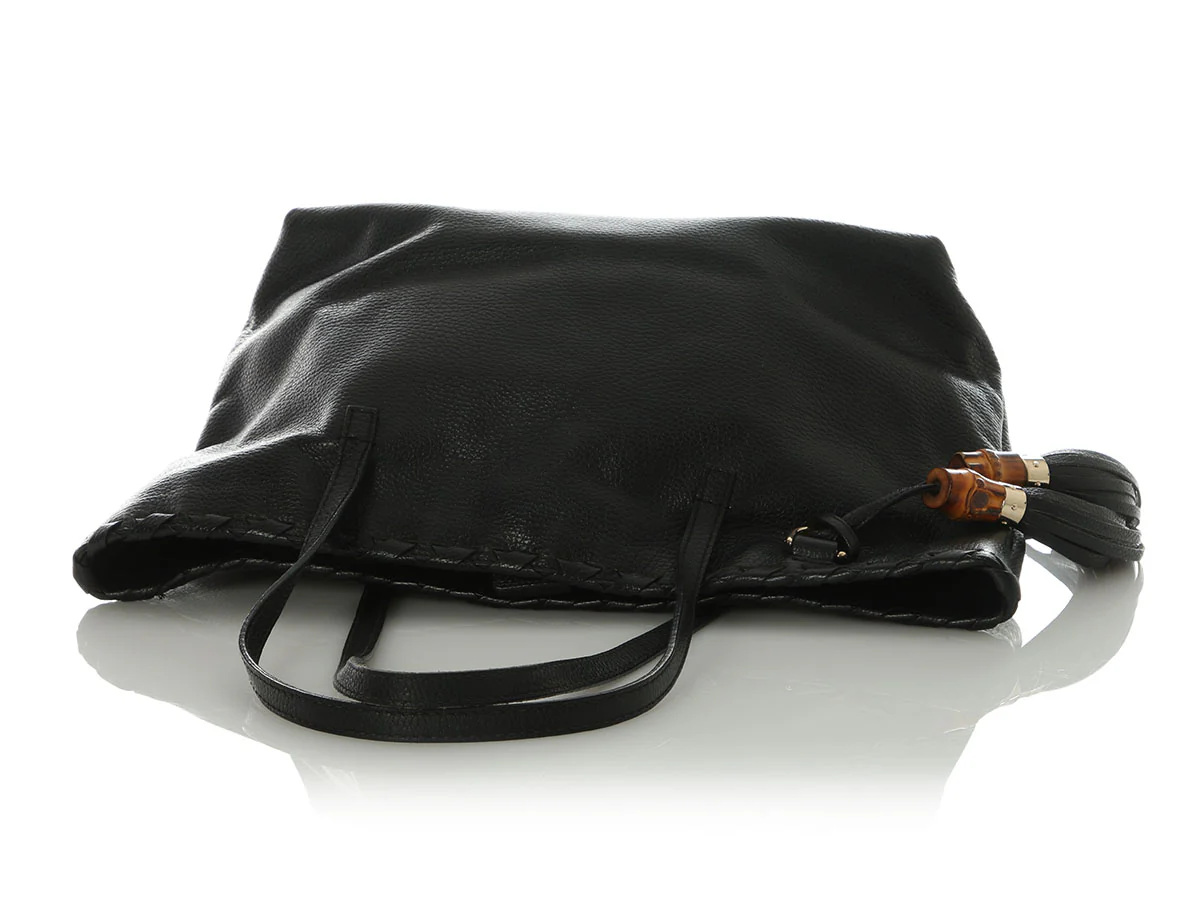 Gucci Black Bamboo Tassel Shopper - Image 7