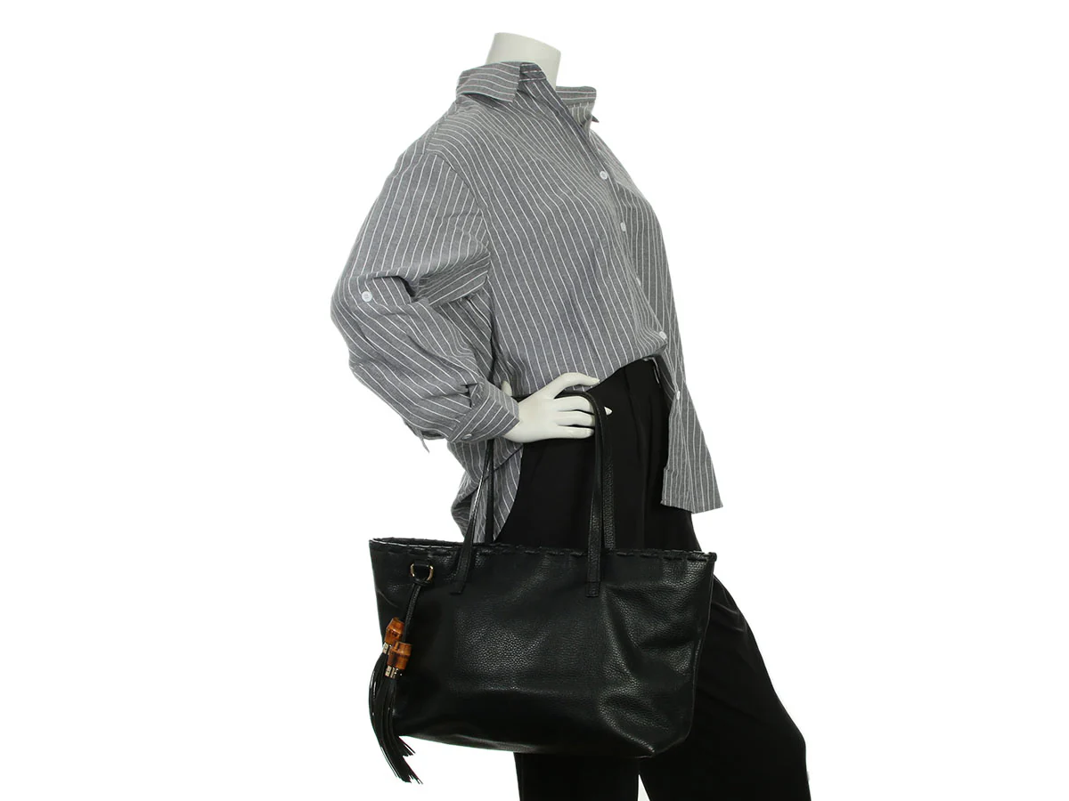 Gucci Black Bamboo Tassel Shopper - Image 9