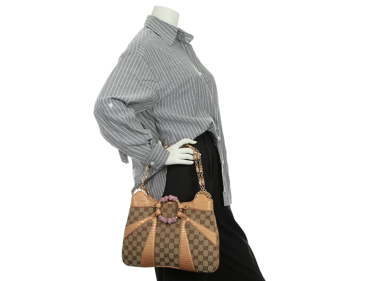 Gucci Vintage Crystal Bamboo Chain Shoulder Bag - Image 10