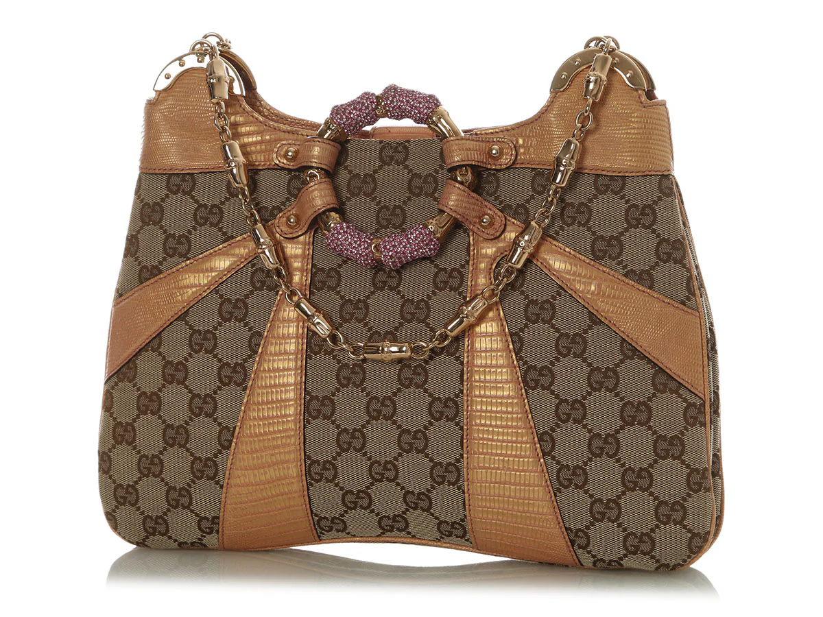 Gucci Vintage Crystal Bamboo Chain Shoulder Bag - Image 2