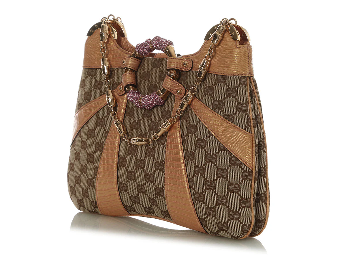 Gucci Vintage Crystal Bamboo Chain Shoulder Bag - Image 3
