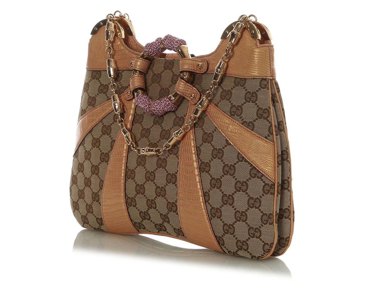 Gucci Vintage Crystal Bamboo Chain Shoulder Bag - Image 4