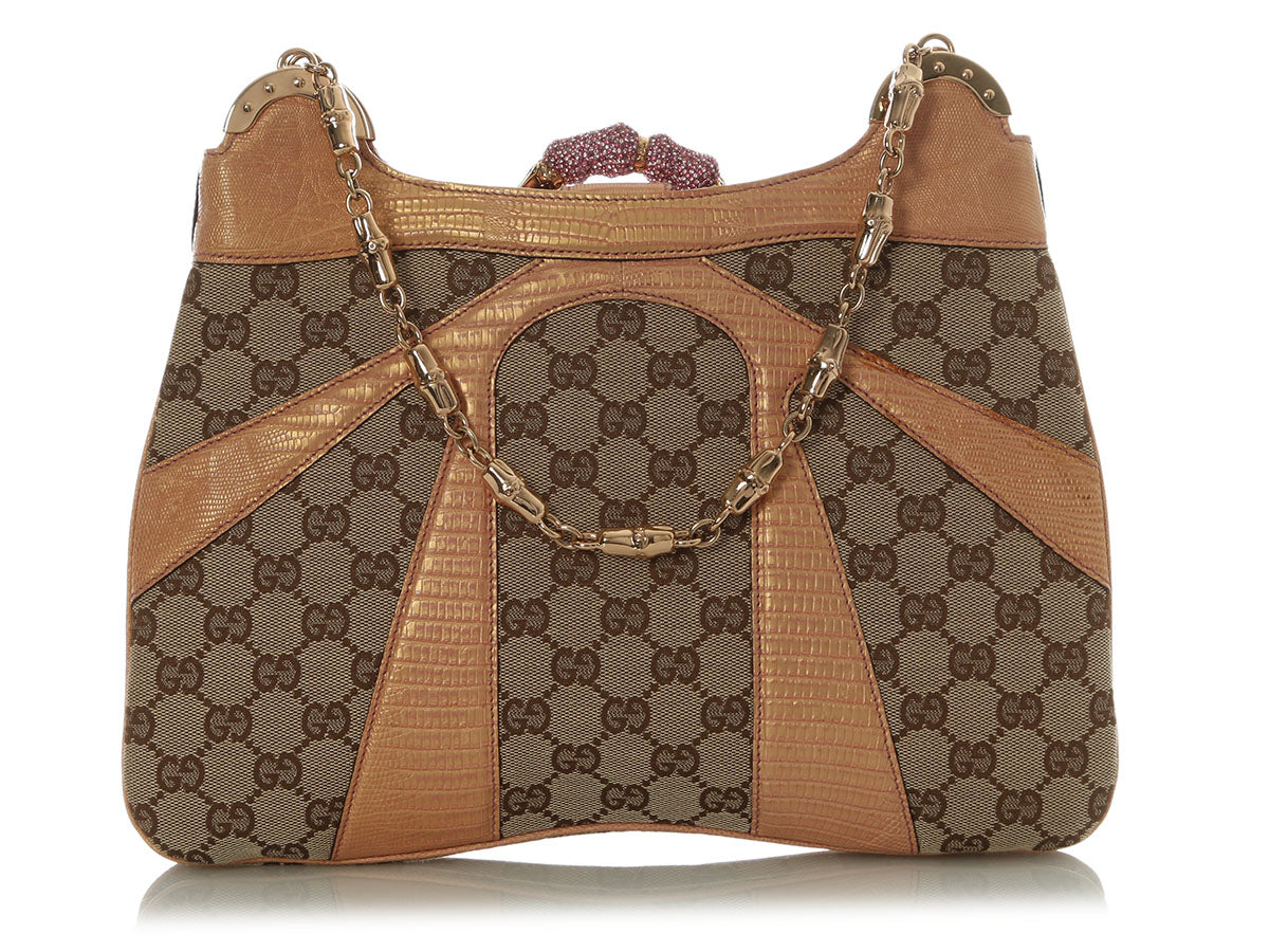 Gucci Vintage Crystal Bamboo Chain Shoulder Bag - Image 5