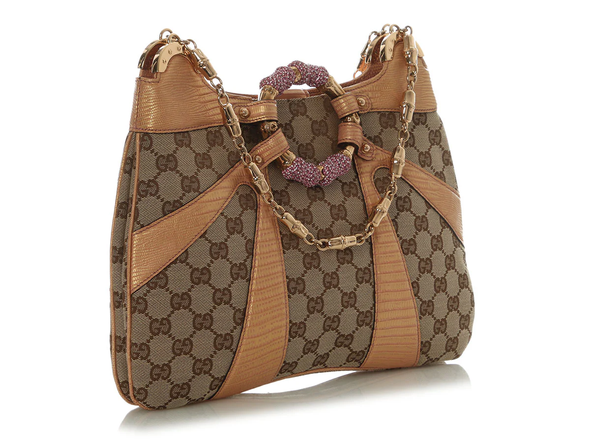 Gucci Vintage Crystal Bamboo Chain Shoulder Bag - Image 6