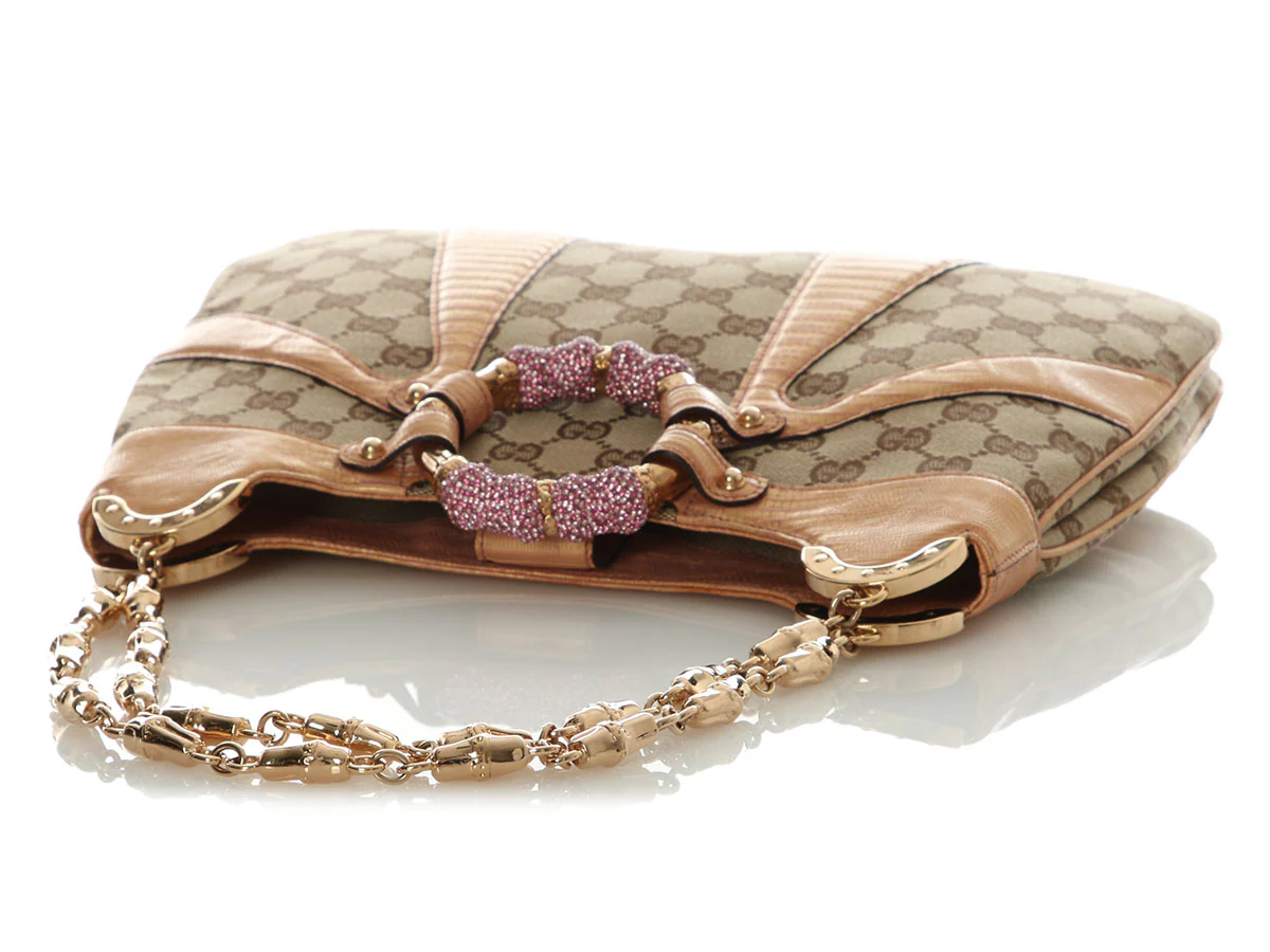 Gucci Vintage Crystal Bamboo Chain Shoulder Bag - Image 8