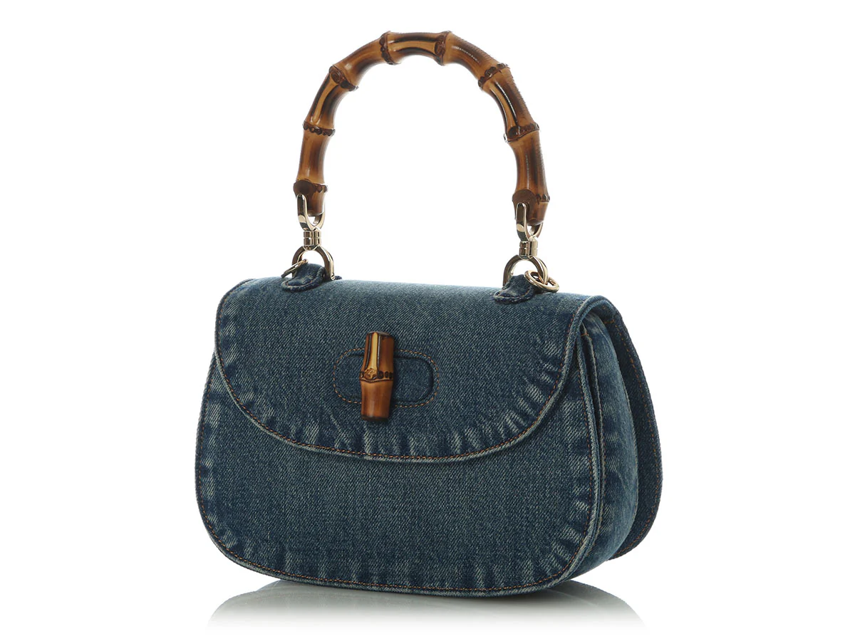 Gucci Small Denim Bamboo 1947 Top Handle Bag - Image 2