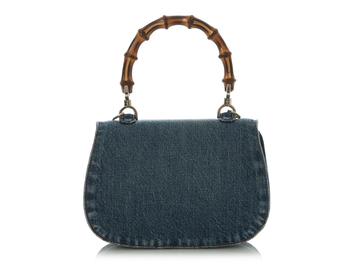 Gucci Small Denim Bamboo 1947 Top Handle Bag - Image 4