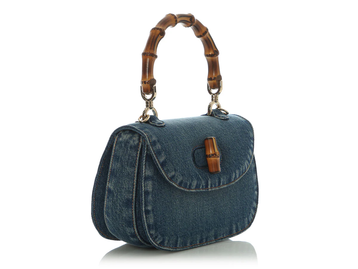 Gucci Small Denim Bamboo 1947 Top Handle Bag - Image 5