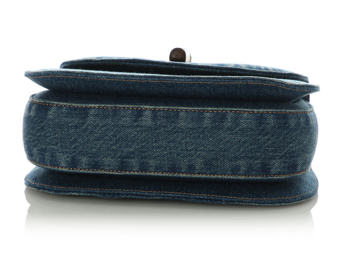 Gucci Small Denim Bamboo 1947 Top Handle Bag - Image 6