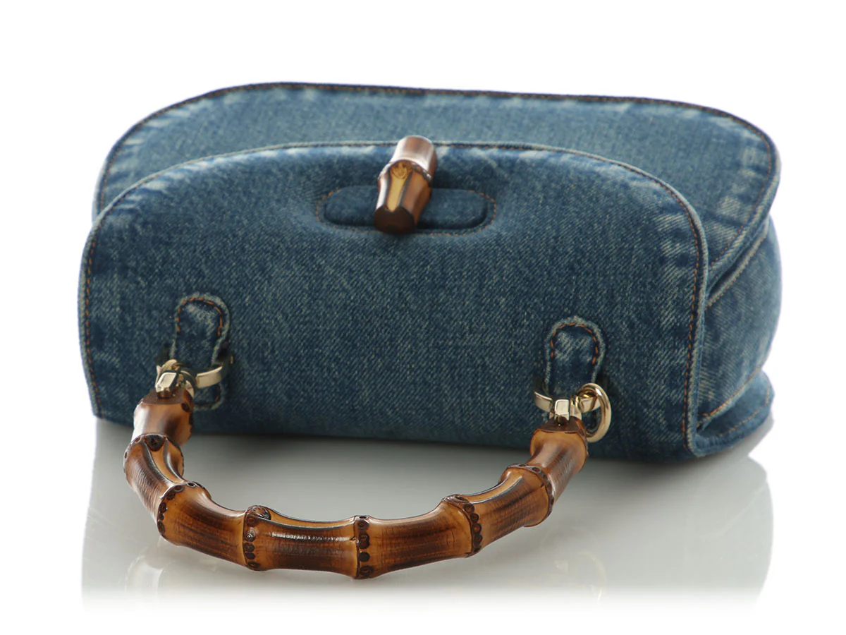 Gucci Small Denim Bamboo 1947 Top Handle Bag - Image 7