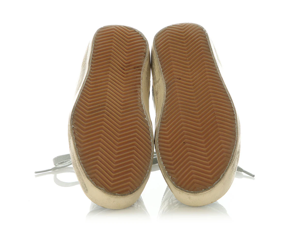 Golden Goose White Leather and Swarovski Crystal Francy High Top Sneakers - Image 6