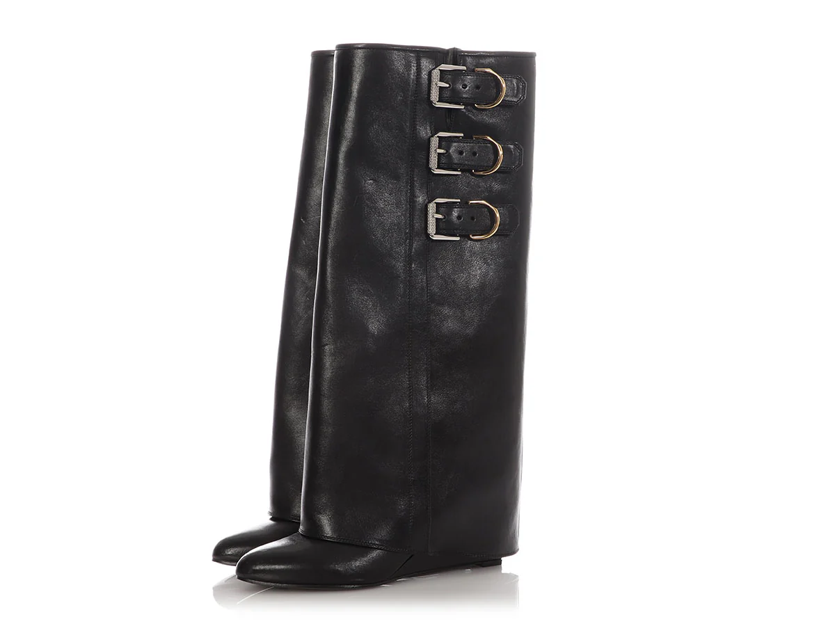 Givenchy Black Shark Lock Buckle Boots - Image 3