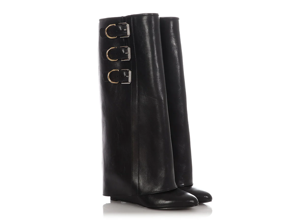 Givenchy Black Shark Lock Buckle Boots - Image 5