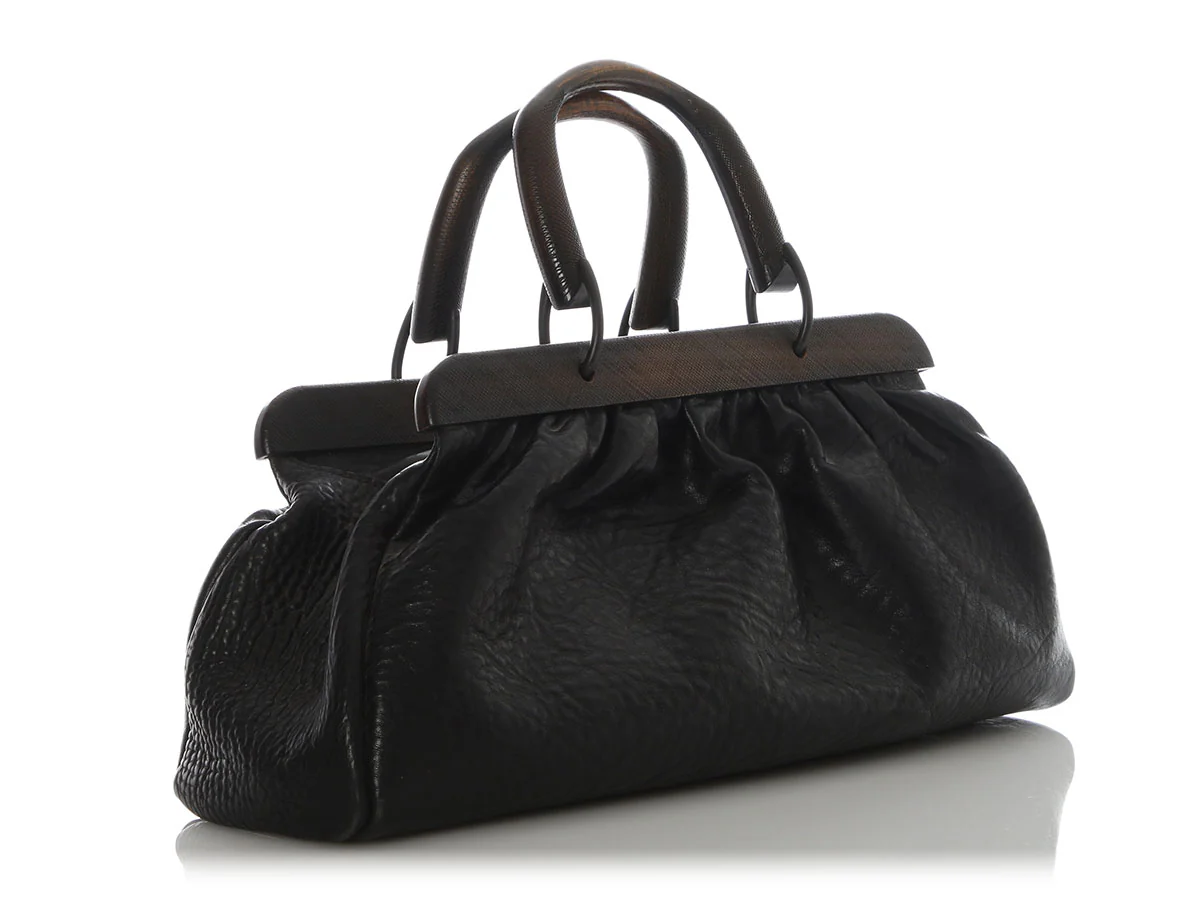 Gucci Black Pebbled Buffalo Leather Doctor’s Bag - Image 5