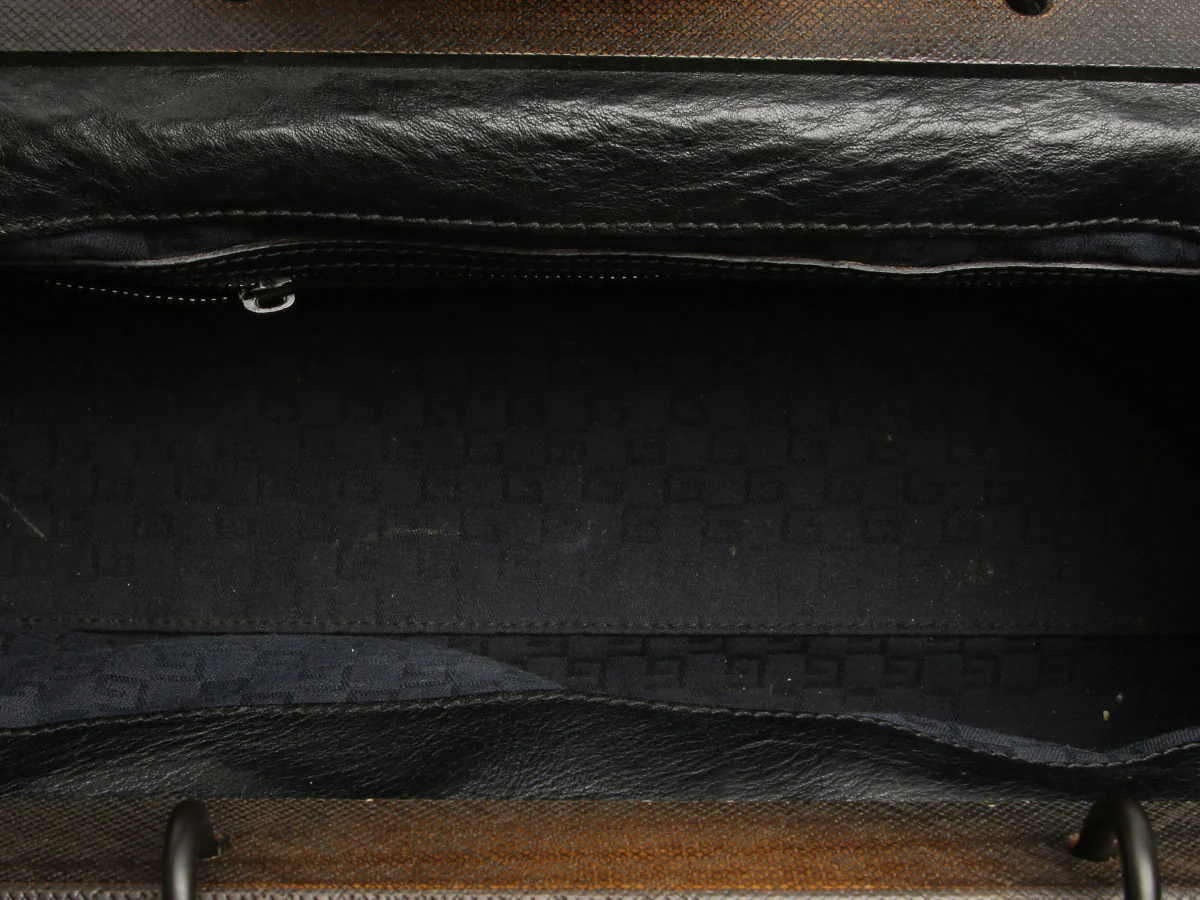 Gucci Black Pebbled Buffalo Leather Doctor’s Bag - Image 8