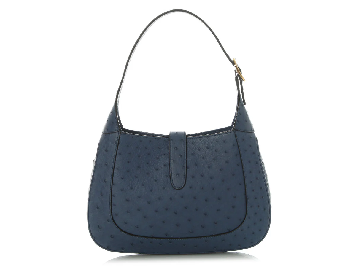 Gucci blue ostrich small Jackie - Image 4
