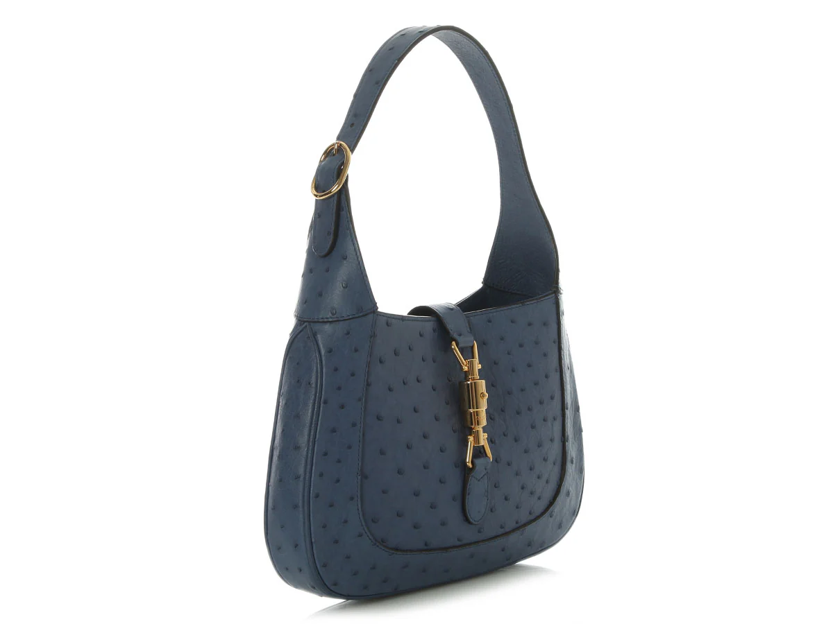 Gucci blue ostrich small Jackie - Image 5