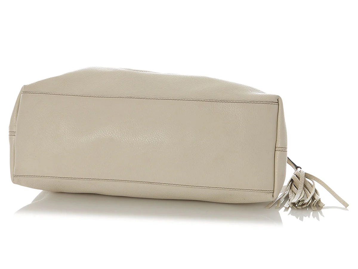 Gucci Medium Cream Pebbled Calfskin Soho Chain Shoulder Bag - Image 6