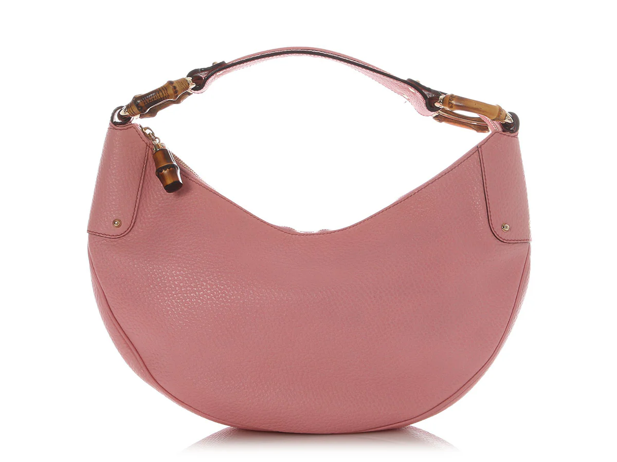 Gucci Medium Pink Leather Bamboo Ring Hobo - Image 2