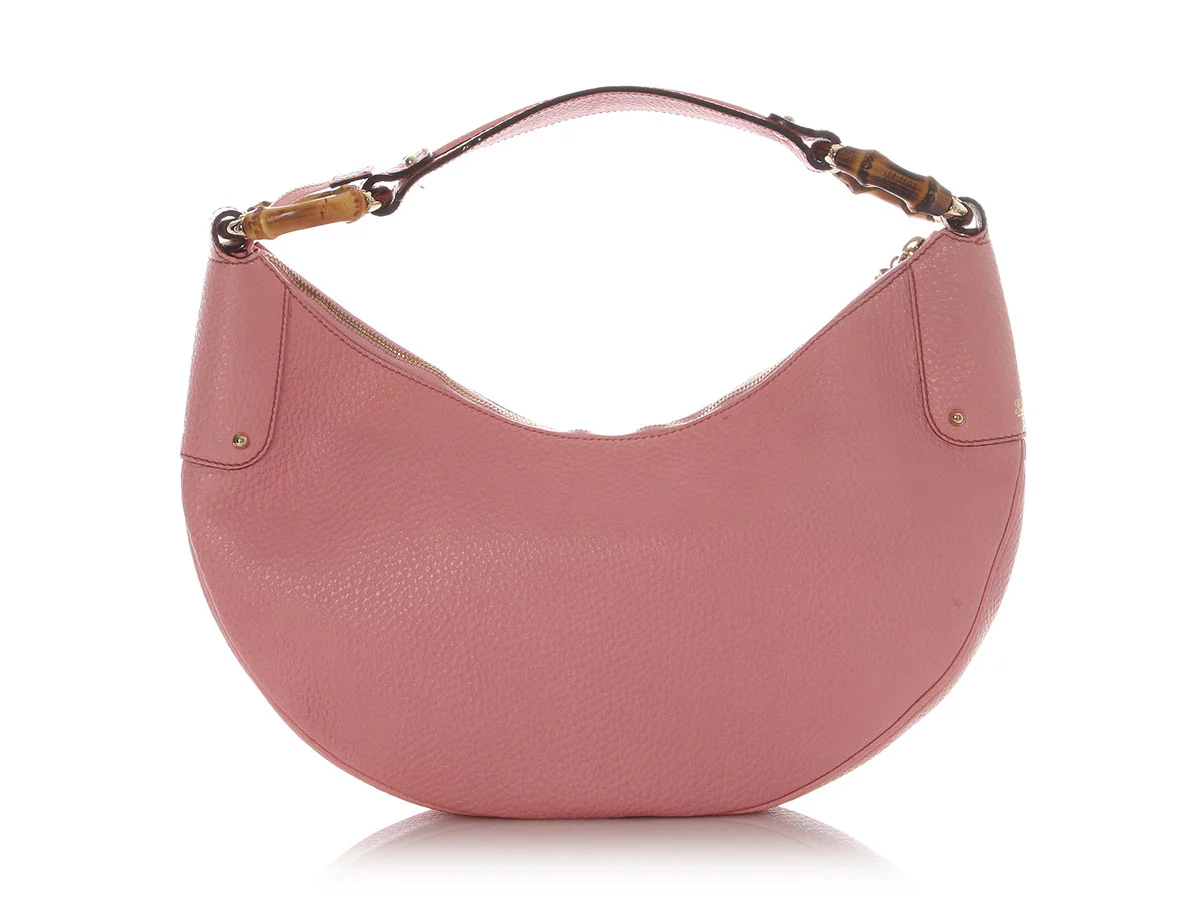 Gucci Medium Pink Leather Bamboo Ring Hobo - Image 4