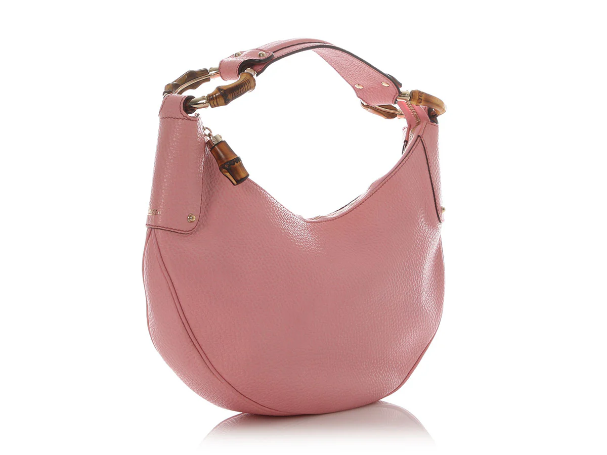 Gucci Medium Pink Leather Bamboo Ring Hobo - Image 5
