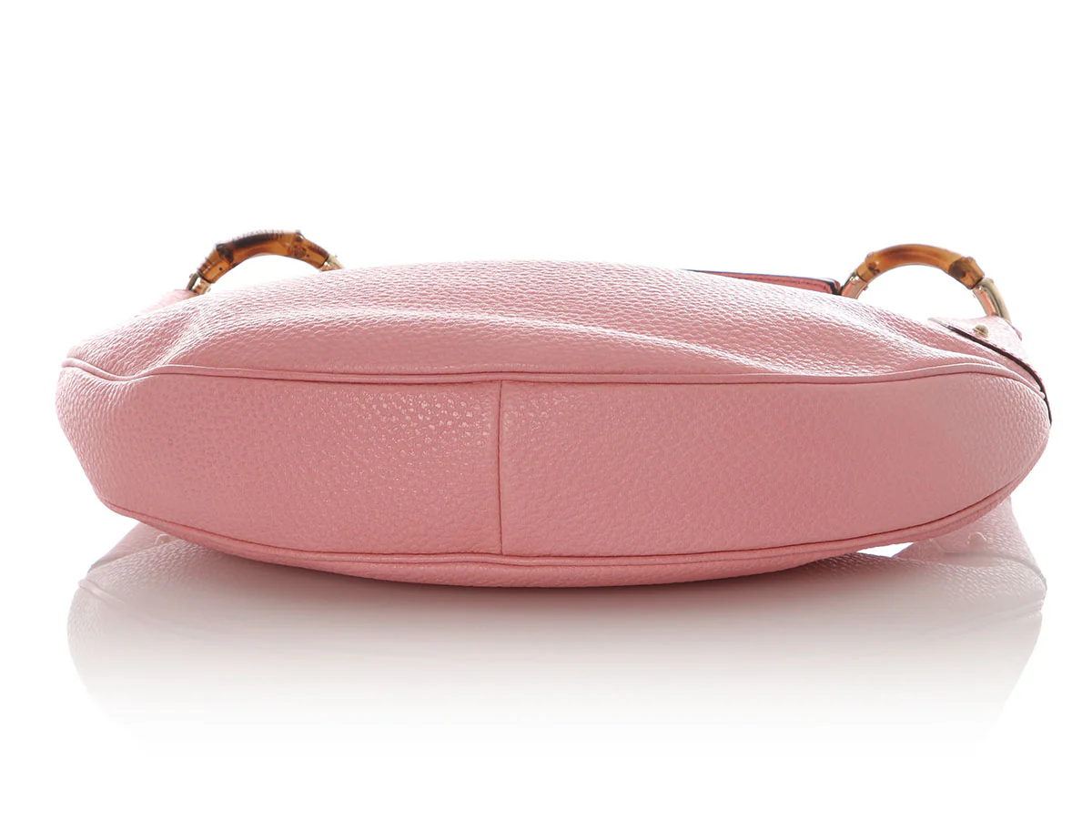 Gucci Medium Pink Leather Bamboo Ring Hobo - Image 6