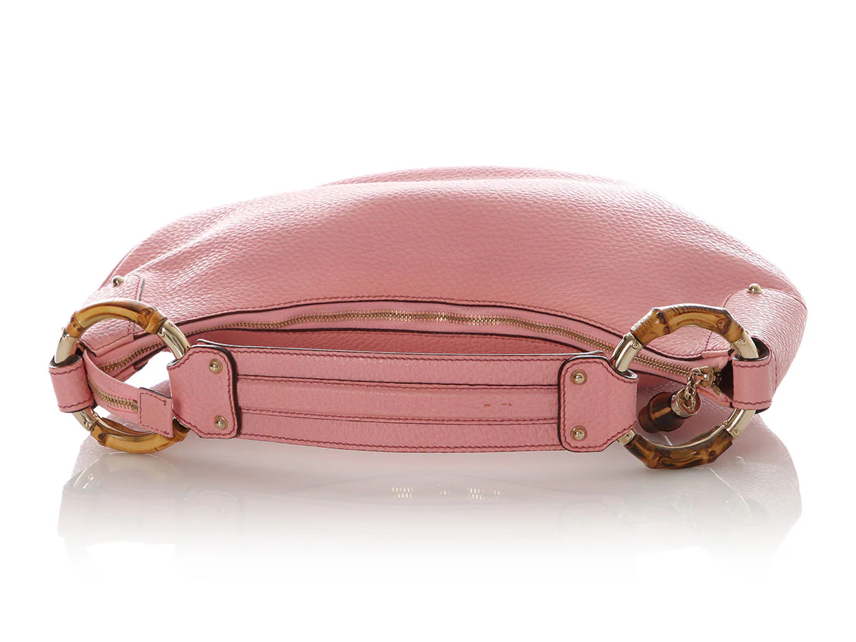 Gucci Medium Pink Leather Bamboo Ring Hobo - Image 7