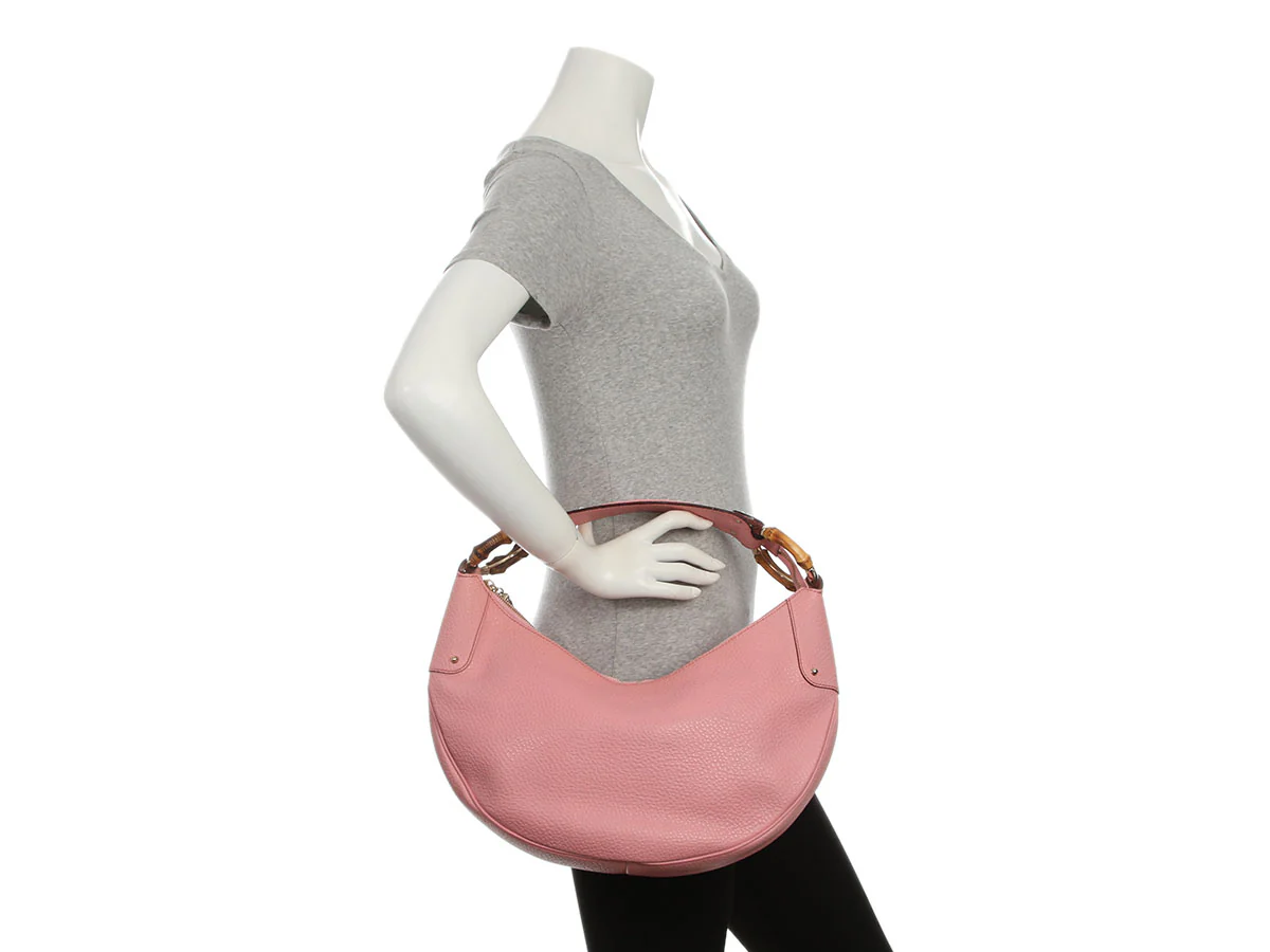 Gucci Medium Pink Leather Bamboo Ring Hobo - Image 9