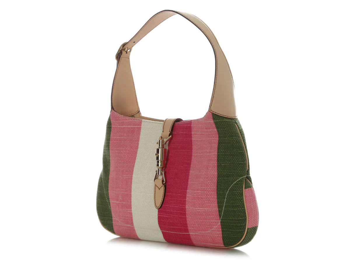 Gucci Merida Pink Canvas Striped Jackie O - Image 3