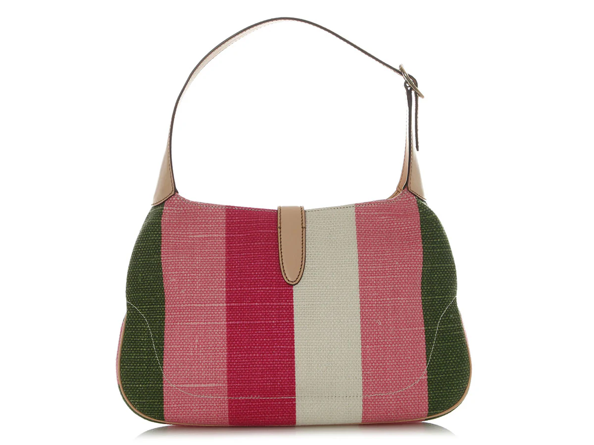Gucci Merida Pink Canvas Striped Jackie O - Image 4