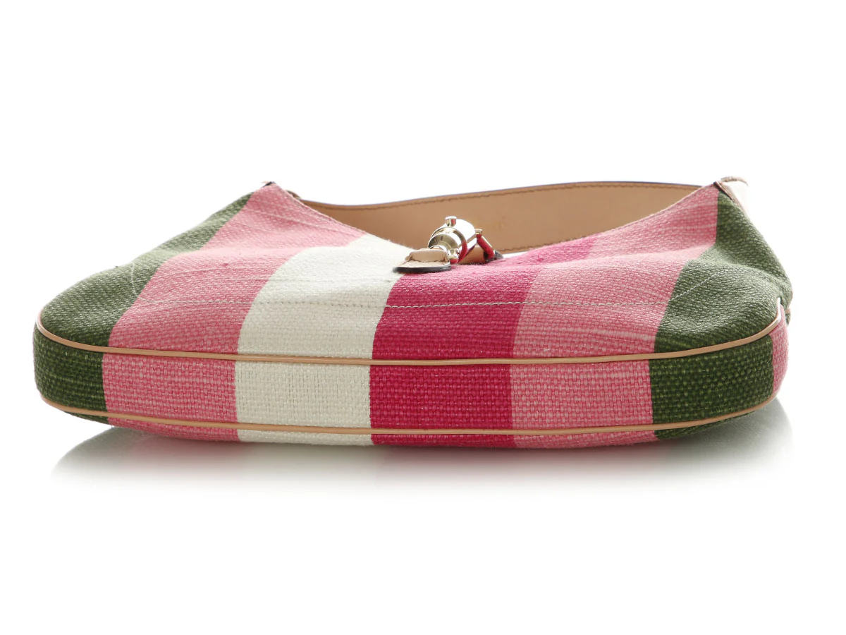 Gucci Merida Pink Canvas Striped Jackie O - Image 6