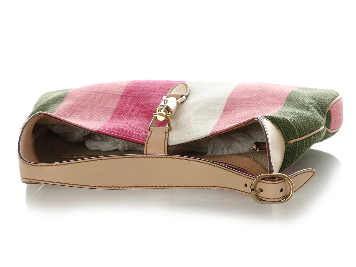 Gucci Merida Pink Canvas Striped Jackie O - Image 7