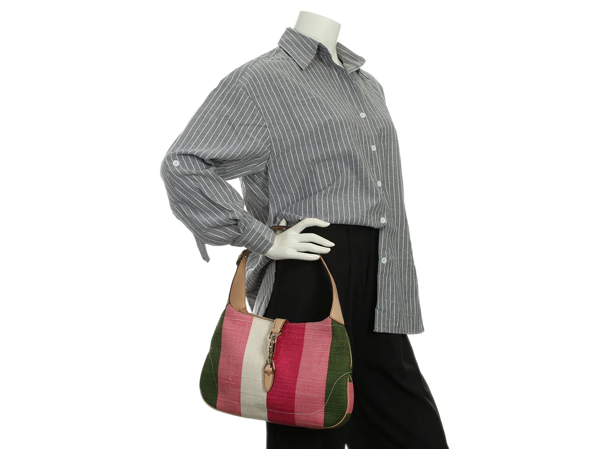 Gucci Merida Pink Canvas Striped Jackie O - Image 9