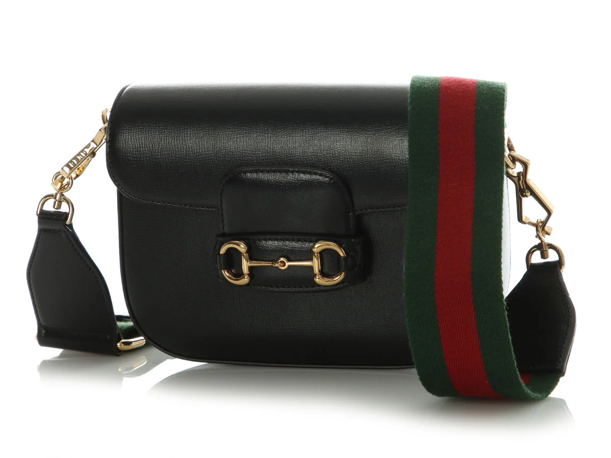 Gucci Mini Black Azalea Calfskin Web Horsebit 1955 Shoulder Bag - Image 2