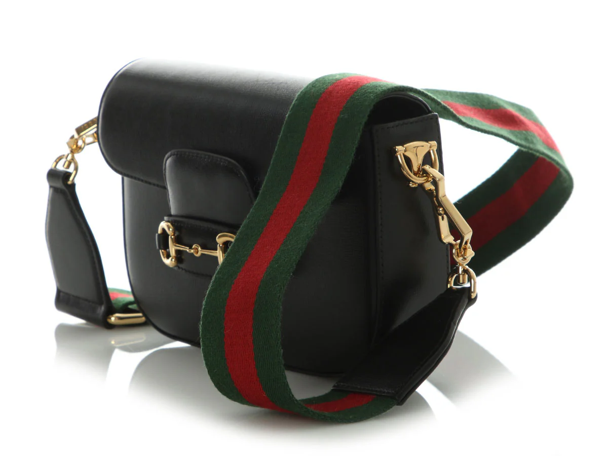 Gucci Mini Black Azalea Calfskin Web Horsebit 1955 Shoulder Bag - Image 3