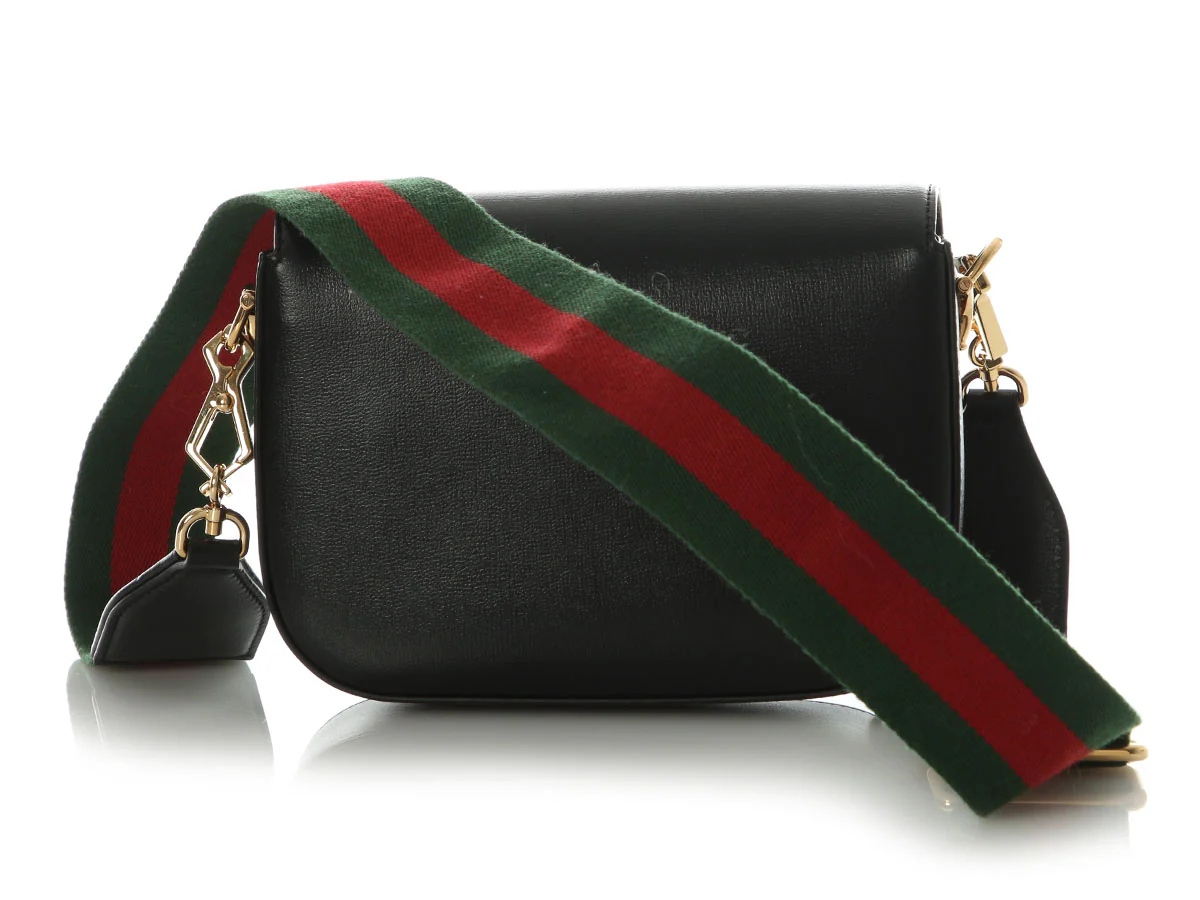 Gucci Mini Black Azalea Calfskin Web Horsebit 1955 Shoulder Bag - Image 4