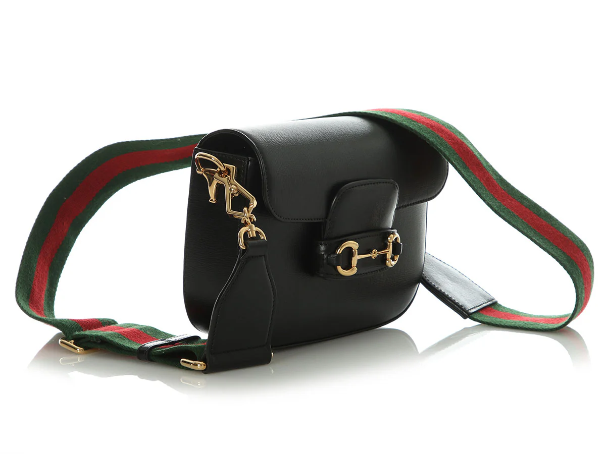 Gucci Mini Black Azalea Calfskin Web Horsebit 1955 Shoulder Bag - Image 5