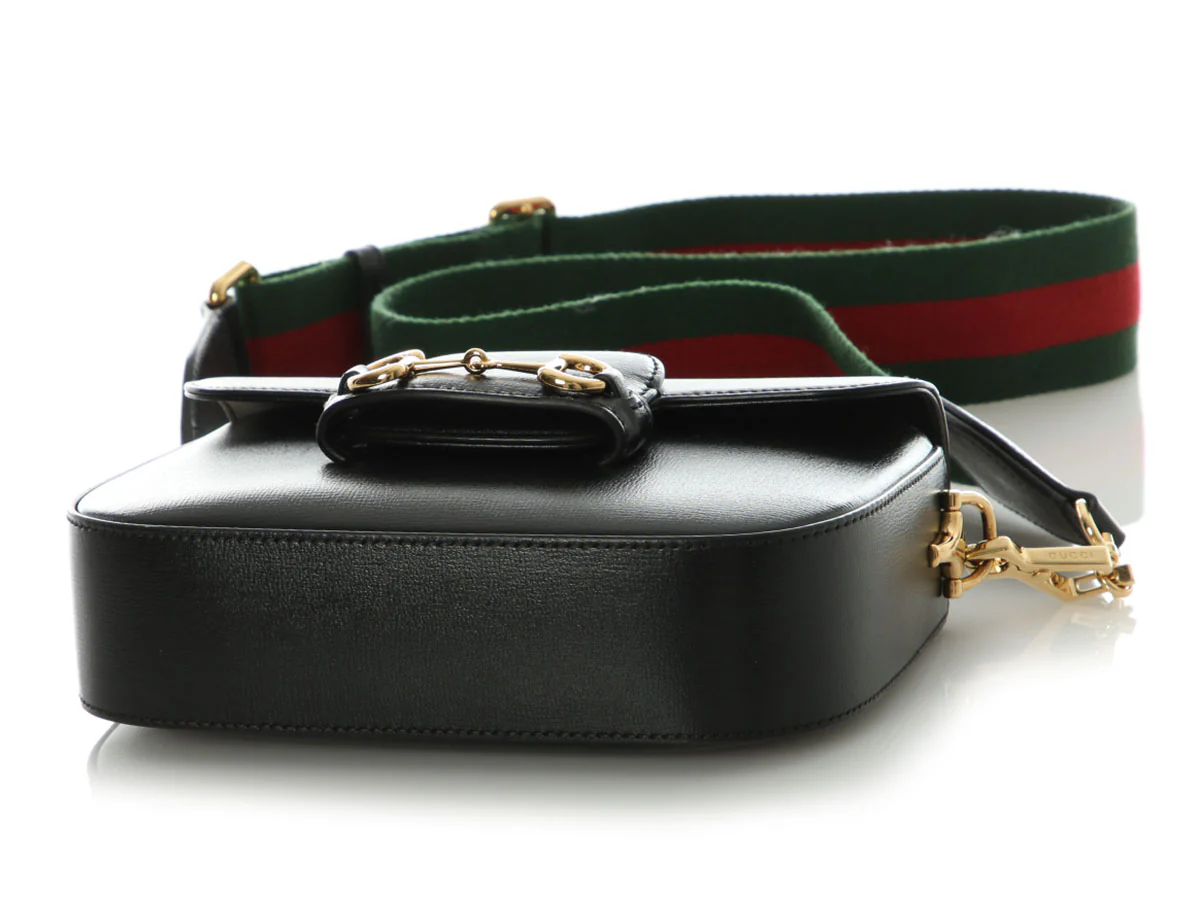 Gucci Mini Black Azalea Calfskin Web Horsebit 1955 Shoulder Bag - Image 6