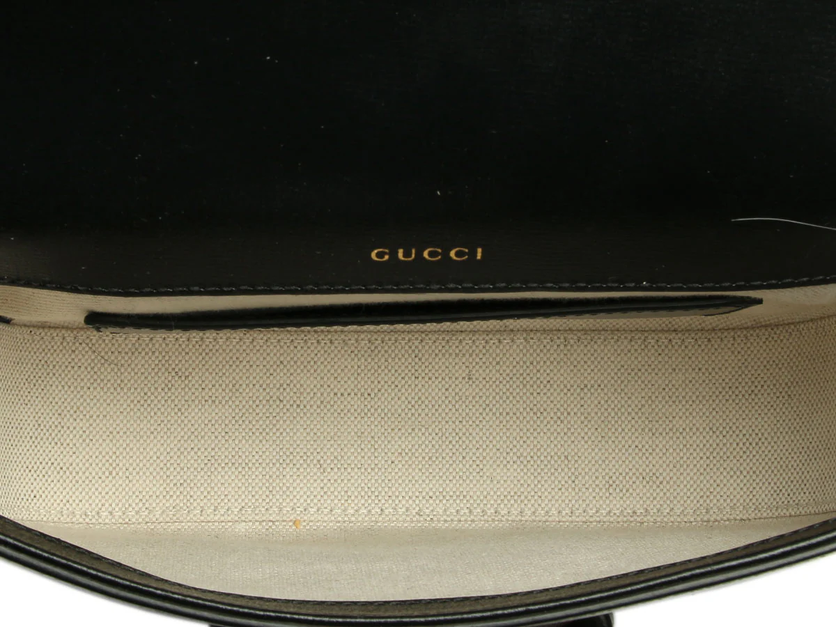 Gucci Mini Black Azalea Calfskin Web Horsebit 1955 Shoulder Bag - Image 8