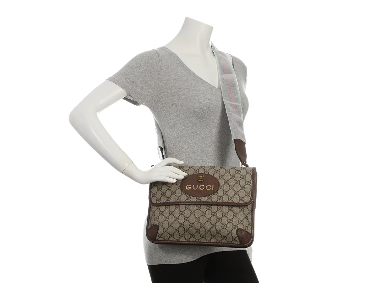 Gucci Monogram GG Supreme Neo Vintage Double Flap Messenger Bag - Image 11