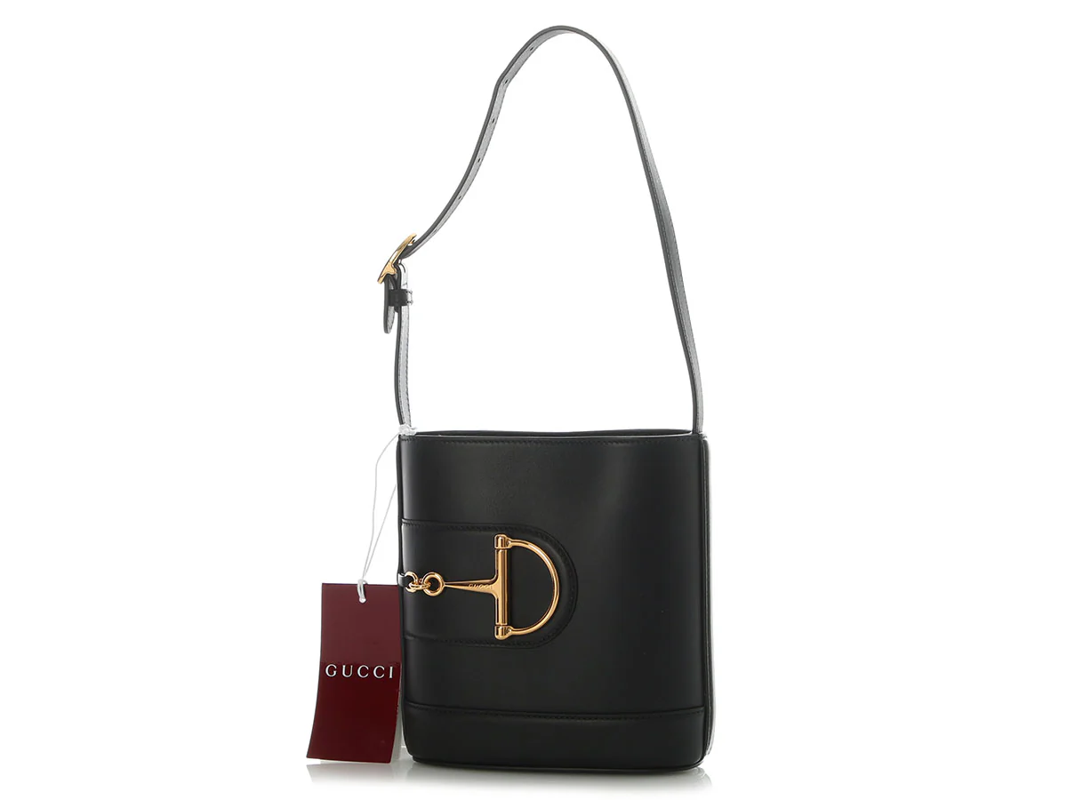 Gucci Small Black Horsebit 73 Bucket Bag - Image 2
