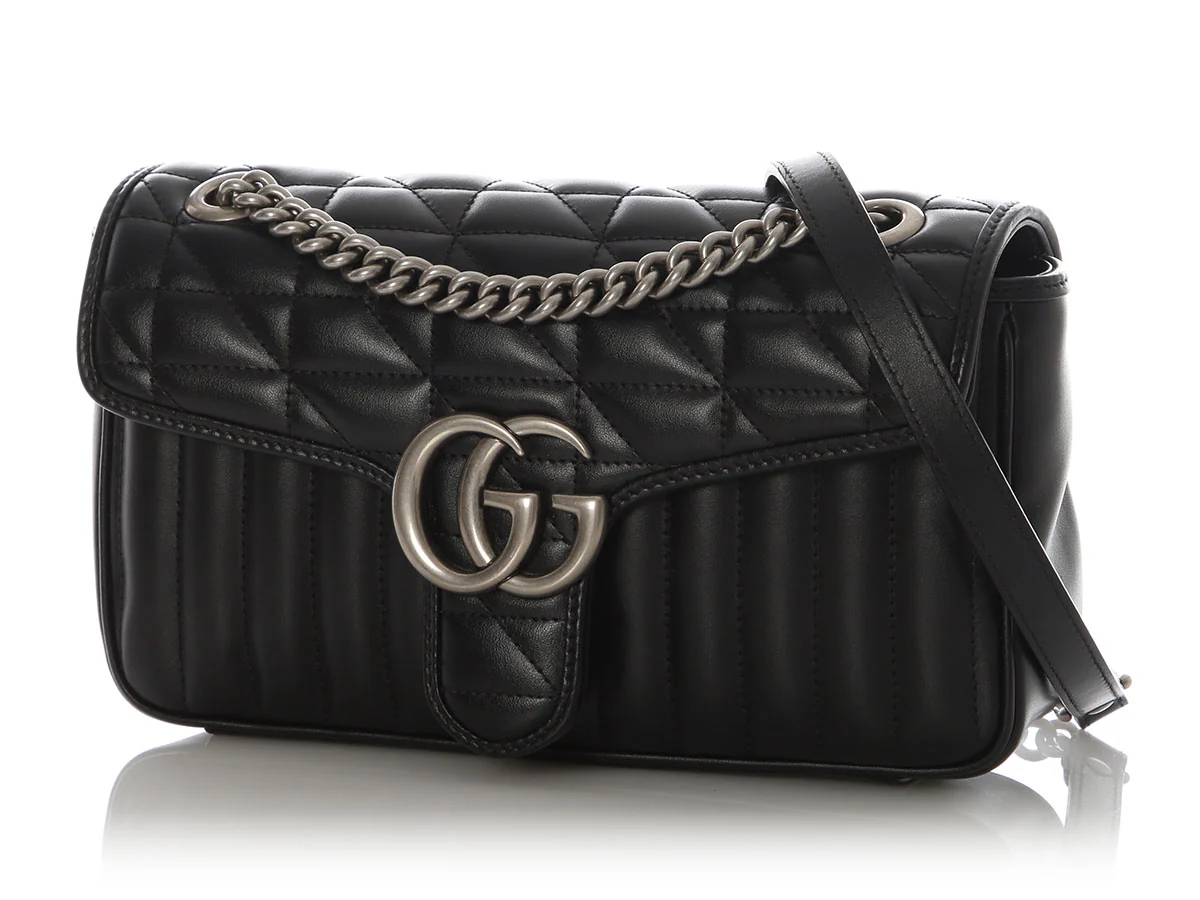 Gucci Small Black Quilted Leather Marmont Handbag - Image 2