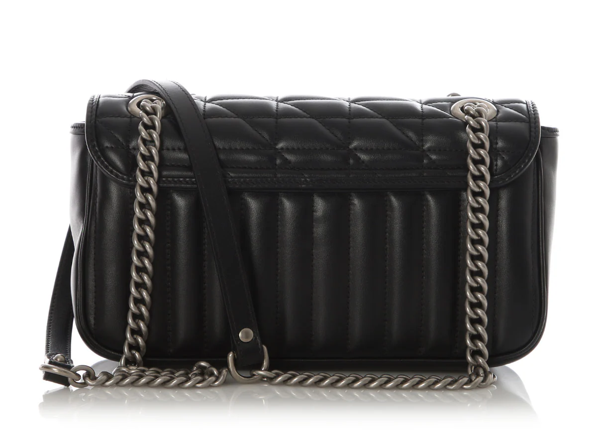 Gucci Small Black Quilted Leather Marmont Handbag - Image 4