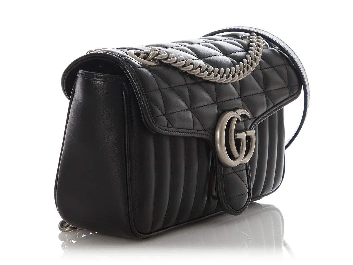 Gucci Small Black Quilted Leather Marmont Handbag - Image 5