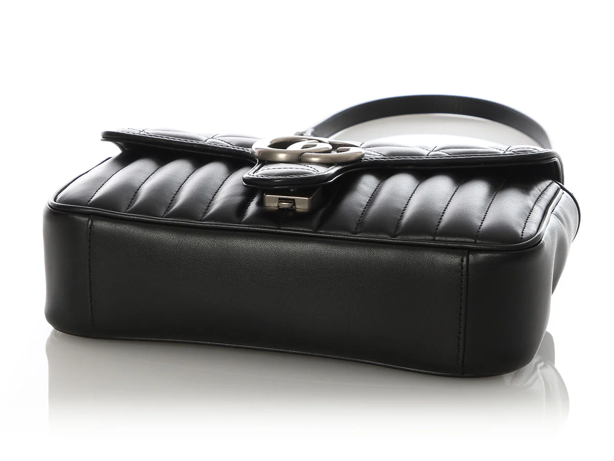 Gucci Small Black Quilted Leather Marmont Handbag - Image 6