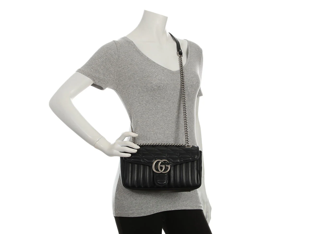 Gucci Small Black Quilted Leather Marmont Handbag - Image 9