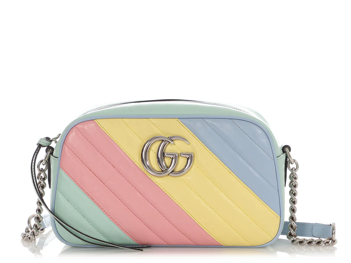 Gucci Small Pastel Diagonal Quilt GG Marmont Camera Bag - Image 2