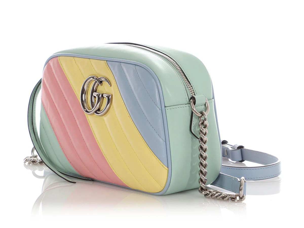 Gucci Small Pastel Diagonal Quilt GG Marmont Camera Bag - Image 4