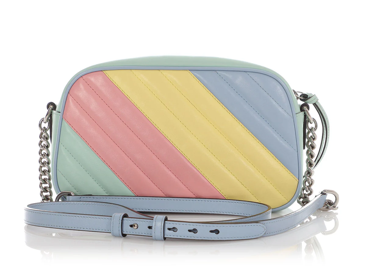 Gucci Small Pastel Diagonal Quilt GG Marmont Camera Bag - Image 5