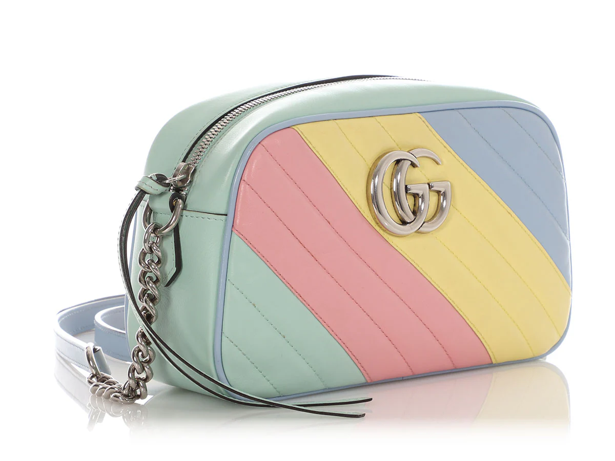 Gucci Small Pastel Diagonal Quilt GG Marmont Camera Bag - Image 6